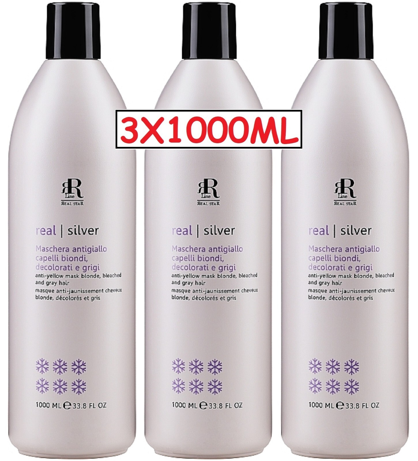 3X RR LINE SILVER STAR MASCHERA ANTIGIALLO CAPELLI BIONDI BIANCHI DECOLOR GRIGI