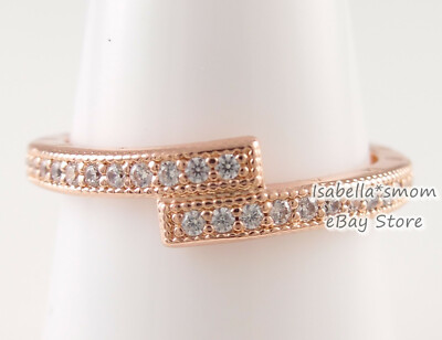 SPARKLING OVERLAPPING Authentic PANDORA ROSE GOLD Plated RING 7