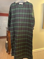 THE VERMONT COUNTRY STORE Blue Tartan Plaid Cotton Flannel NIGHTGOWN POCKETS L