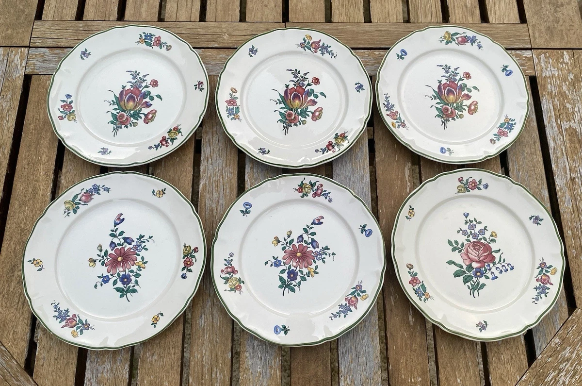 Lot De 8 Assiettes Vintage Bleu Et Blanc Style Villeroy & Boch Orleans/Digoin - Très Bon état