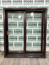 MAHOGANY SLIDING PATIO DOORS UPVC PLASTIC EXTERNAL DOUBLE GLAZED USED EXTERIOR