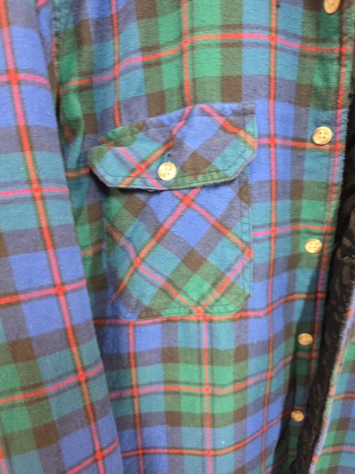 Chaqueta Camisa Vintage Woolrich Forrada Franela Talla Grande Azul Verde Y Rojo A Cuadros Foto 2 de 4