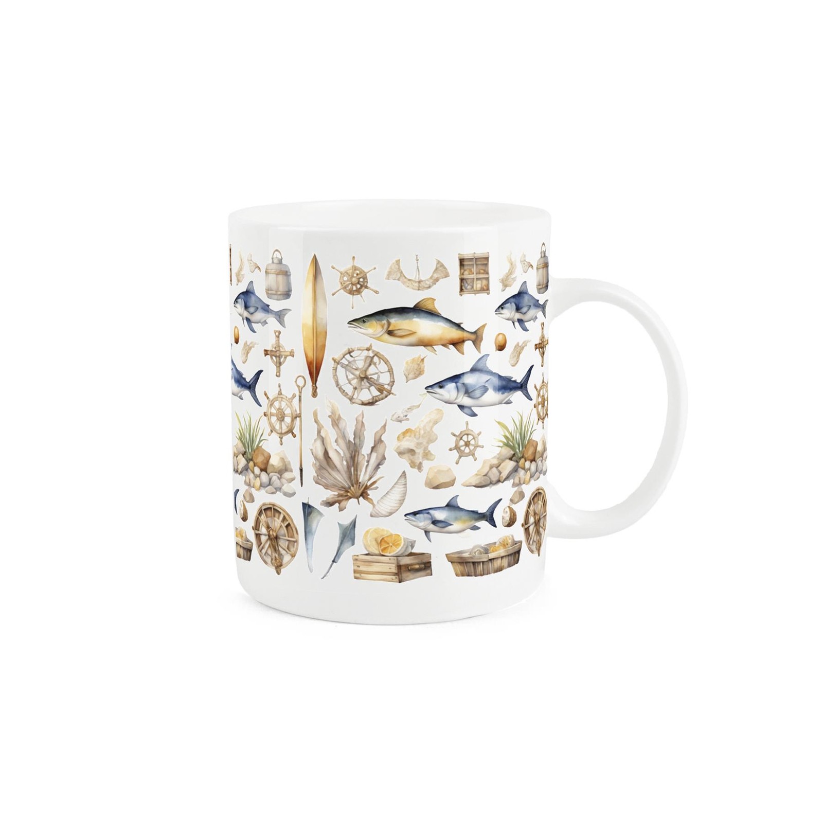 Seaside Maritime Mug - Sailing Fishing Diving Gift Present - Bone China Mug