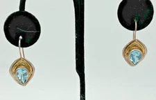 HAGIT GORALI Israel HG Sterling & 14k Aquamarine Teardrop earrings