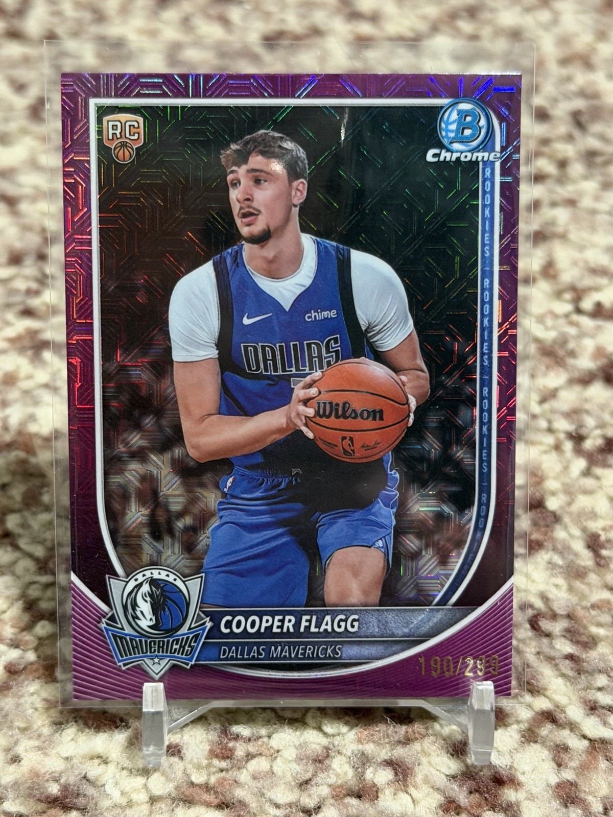 2025-26 Bowman Chrome Cooper Flagg RC Purple Mojo /250 BCV-1 Mavericks