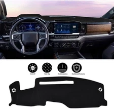 Black Dashmat Cover Dash Mat For 2022-2025 Chevy Silverado 1500 2500HD 3500HD