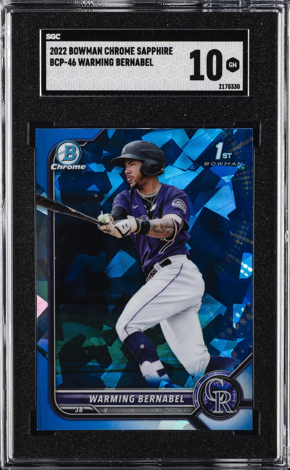 2022 BOWMAN CHROME SAPPHIRE #BCP-46 WARMING BERNABEL SGC 10 GM