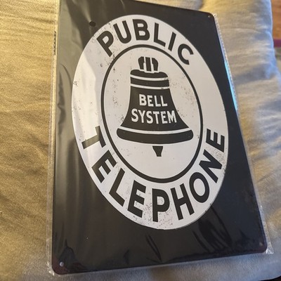 Check Out This  Public Telephone  -  Bell System  Reproduction Metal Tin 12 x8 