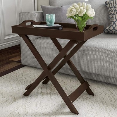 Lavish Home klappbarer Beistelltisch aus Holz mit abnehmbarer Tablettplatte f...