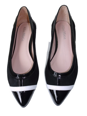 ALBA MODA Damen Leder Ballerina Pumps Schwarz Gr. 40 WIE NEU!
