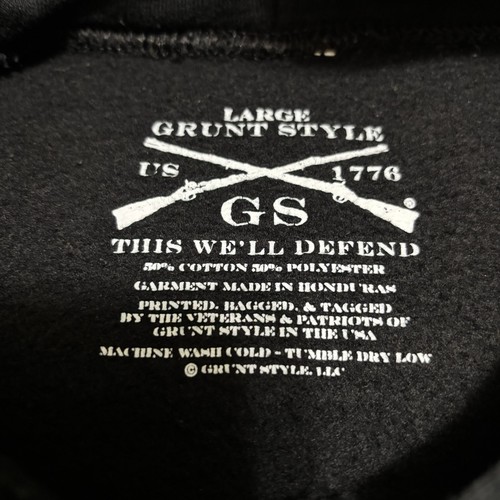 Grunt Style Hoodie Herren Größe Large schwarz Gewehr Flagge Amerika Pullover Sweatshirt - Bild 9 von 10