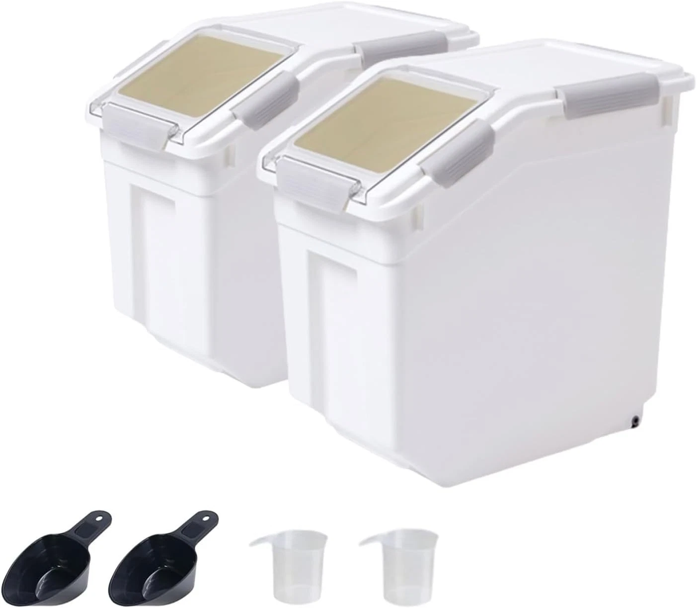 Qiveno Airtight Storage Container Reusable 25 lb for Flour, Rice & Grain 2-Pack