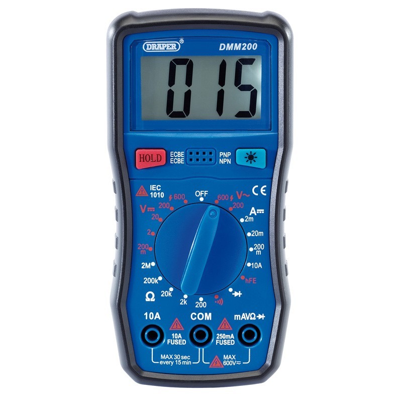 Draper 200 Series Manual Ranging Digital Multimeter, 600V, AC/DC Stock No: 41817