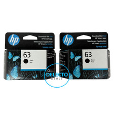 GENUINE 2-Pack HP 63 Black Ink Cartridges F6U62AN T0A53AN NEW SEALED Boxes 2027