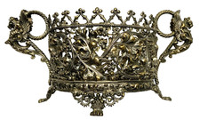 Petite CORBEILLE laiton porte verrine XIXème riches décors