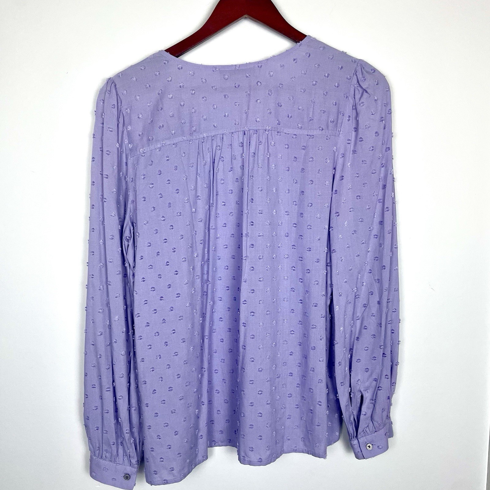 Loft Clip Dot V-Neck Button Down Work Blouse Lave… - image 6