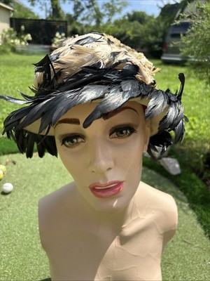 Vintage Christian Dior Chapeaux Multicolor Feather Hat  1950s