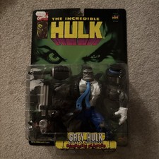 INCREDIBLE HULK GREY HULK CON DANNI DA BATTAGLIA PERSONAGGIO TOYBIZ CARDATO