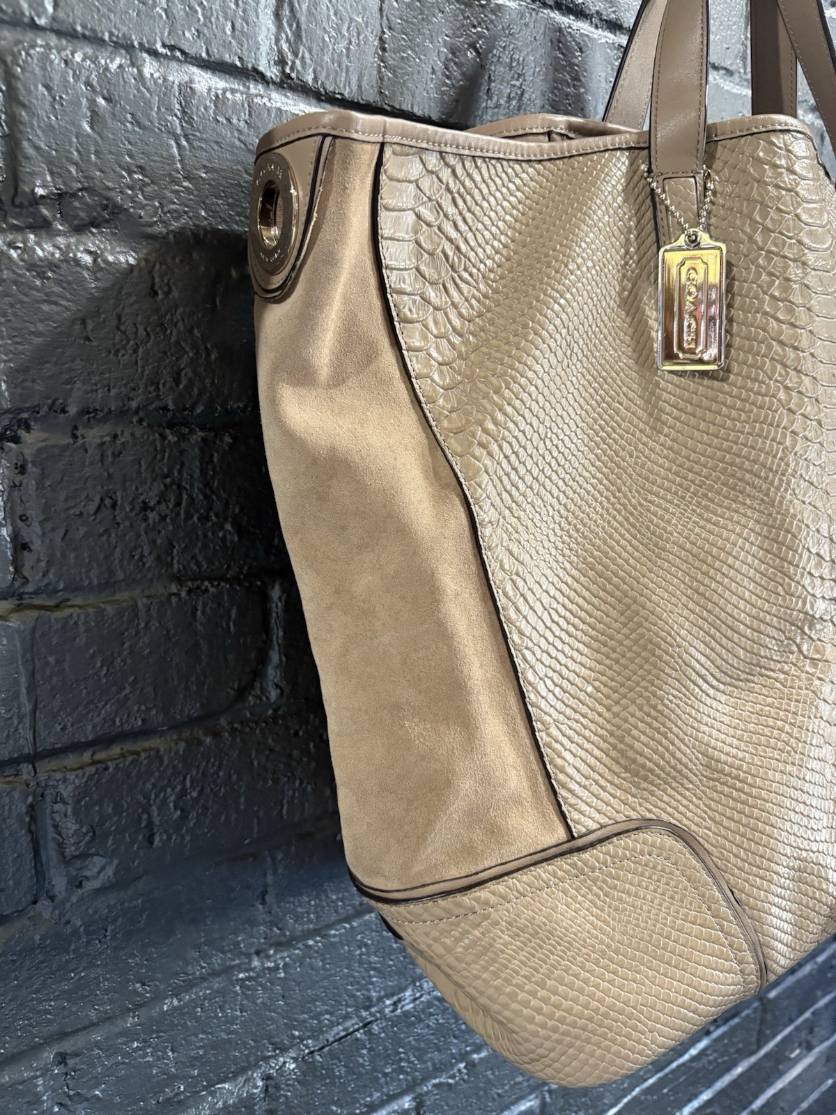 COACH Hadley Python Snakeskin Embossed Leather Su… - image 2