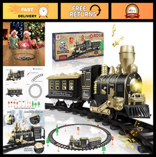Electric Train Set for Kids 4-8, Complete Toy Train with Tracks, LED Lights  So
