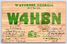W4HBN N.L. Raulerson: Waycross GA Ware County QSL Ham Radio Card 1955
