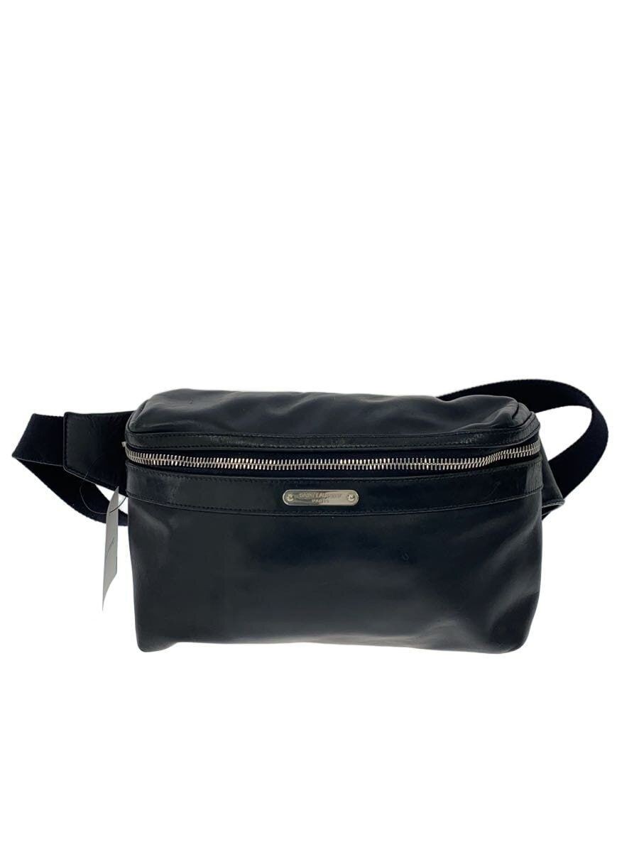 SAINT LAURENT Waist Bag Leather Black Plain PLB505973.1017 Used