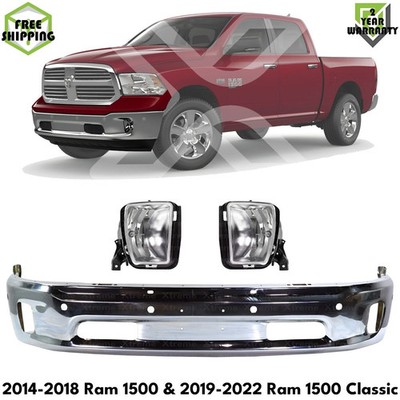 Front Bumper Chrome Kit For 2014-2018 Ram 1500 & 2019-2022 Ram 1500 Classic