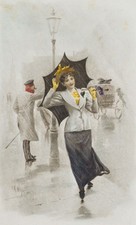 After WEHLE (*1848), March Violet, Lady in the Rain, around 1895, Photogravure Romanticism