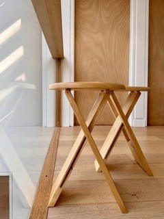 A pair of 80's Beech Folding Suzy Stools Adrian Reed Design Princes Design Works