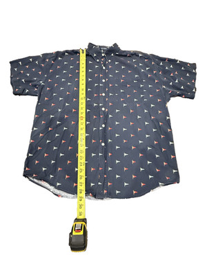 Chaps Ralph Lauren Shirt XL Vintage Yacht Flags Print Blue Button Down Men