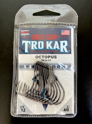 Eagle Claw Trokar Octopus Saltwater Hook TK14-4/0 Black Qty 12 - FREE SHIPPING!