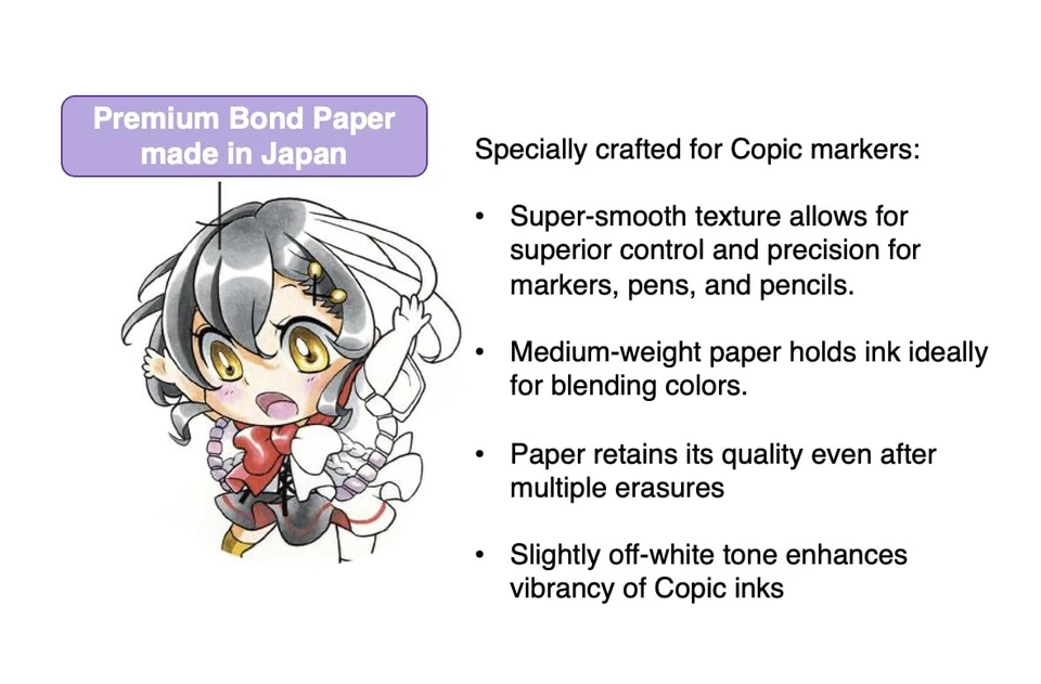 Cuaderno de bocetos Copic encuadernado en alambre S, 5 x 7, papel Bond (157 gsm), 30 hojas, blanco Foto 2 de 4