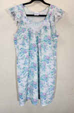 Quiet Moments Vintage Nightgown Medium M Floral Cotton Blend Lace Made in USA