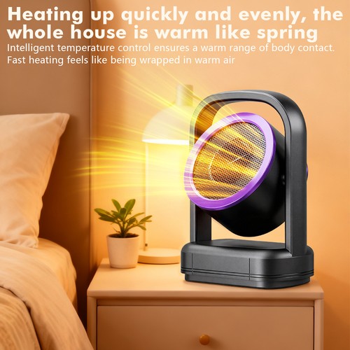 500W Electric Small Space Heater,Mini Portable Heaters Fan,Adjustable Thermostat - Picture 5 of 12