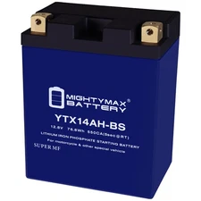 Mighty Max YTX14AH-BS Lithium Battery compatible with Honda Yamaha ATV Dirt Bike