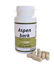 Aspen Bark Capsules - 500 mg  100 Vegan Capsules Herbal  Populus Tremula