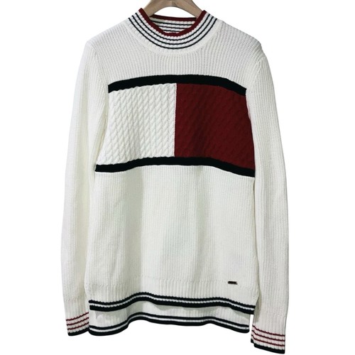 Pull femme Tommy Hilfiger logo drapeau tricot rouge blanc bleu preppy vintage années 90 Y2K »