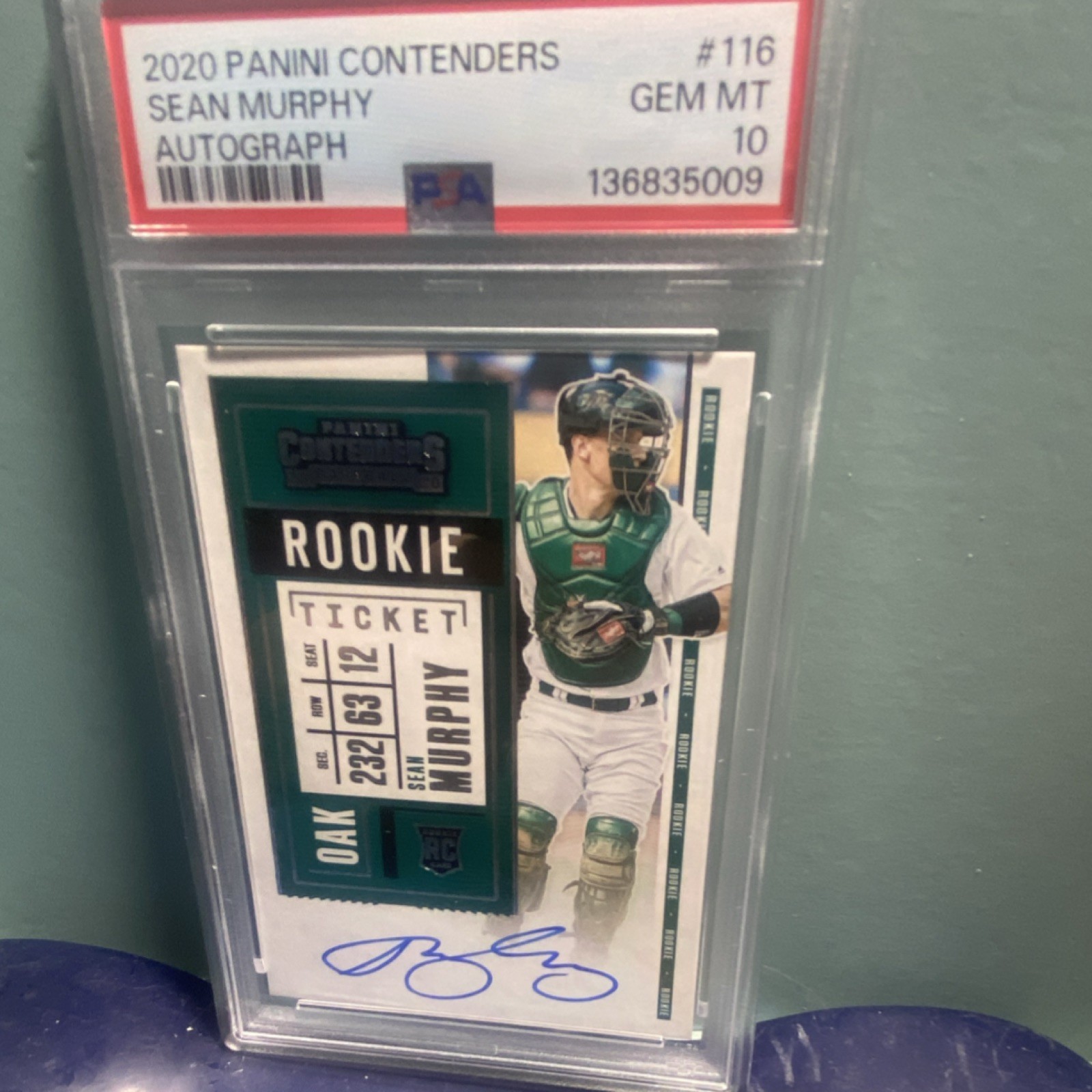 2020 Panini Contenders Sean Murphy Rookie Autograph #116 PSA 10 Athletics MLB