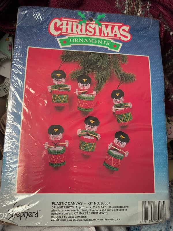 Vintage Plastic Canvas Christmas Ornament Kit NEW Little Drummer Boys