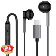 UorMe Wired USB C Earbuds Mic for Galaxy Pixel Black