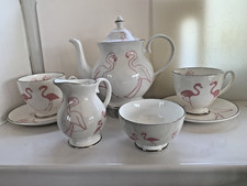 Service à thé duo en porcelaine avec motif Flamant Rose