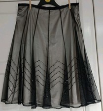 M&S Black/champagne beaded Layered Party Skirt Size 16