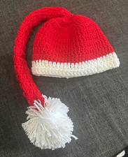 Baby  Toddler Santa Claus Crochet Beanie Hat Red/White Pom Pom One Size