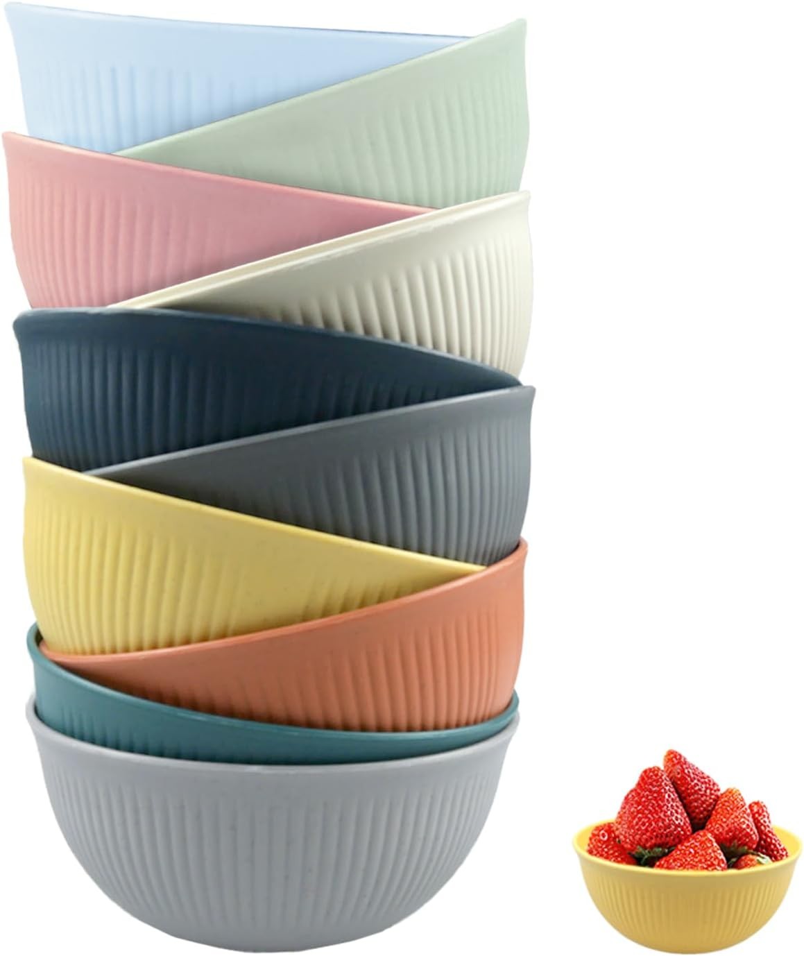 YunBey 10-Piece Cereal and Soup Bowl Set – Large Unbreakable Reusable Plastic