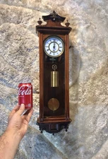 RARE SMALL Vintage Antique Germany Vienna,wall Clock,1 Brass Weights Driven