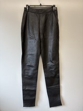 Wilson  s Black Leather Womens Size 8 x 34 Side Zip High Rise Pants 80s 90s