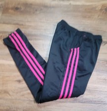 Adidas Youth 3-Stripe Active Jogger Pants Black Heathered Pink Stripe Size L-14