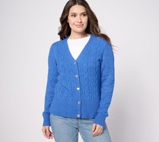 Isaac Mizrahi Live Women's Top Plus Sz Sweater 2X Pointelle Stitch Blue A624565