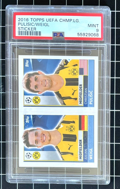 2016 Topps UEFA Sticker CHRISTIAN PULISIC RC Rookie Julian Weigl PSA 9 Mint!