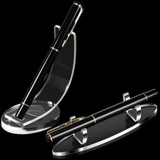 Transparent Acrylic Desk Pen Display Stand Holder Organizer with 2 Pcs Pen Stand